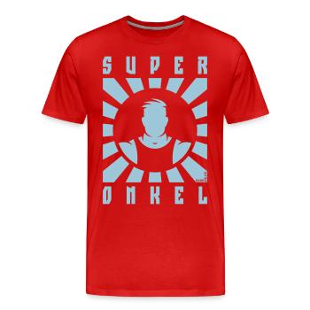 Super Onkel (Superonkel / Strahlen / White) - Männer Premium Bio T-Shirt - Rot - Vorne - Damien (186cm)