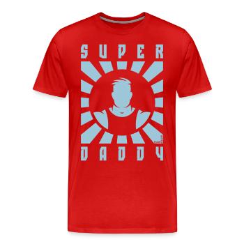 Super Daddy (Dad / Papa / Rays / White) - Men's Premium Organic T-Shirt - red - Front - Damien (186cm)