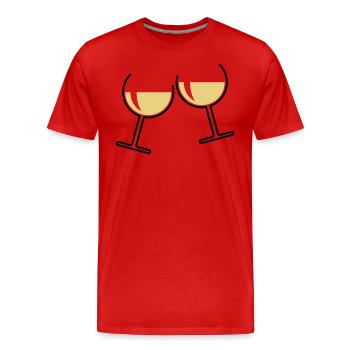 2 verres à vin blanc (vin blanc / vin / rond ouvert 2C) - T-shirt bio Premium Homme - rouge - Devant - Damien (186cm)