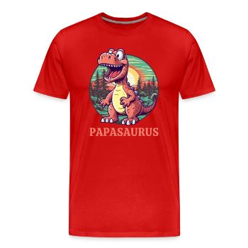 Papasaurus Papa Fête des pères - T-shirt bio Premium Homme - rouge - Devant - Damien (186cm)