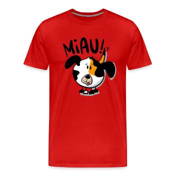 Hund Miau - Männer Premium Bio T-Shirt - Rot - Vorne - Damien (186cm)