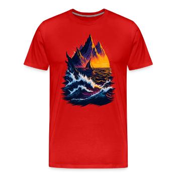Fantastic landscape illustration - Men's Premium Organic T-Shirt - red - Front - Damien (186cm)