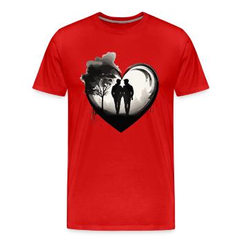 COLLE DE LA SAINT-VALENTIN, 2 HOMMES AMOUREUX 2024, GAY - T-shirt bio Premium Homme - rouge - Devant - Damien (186cm)