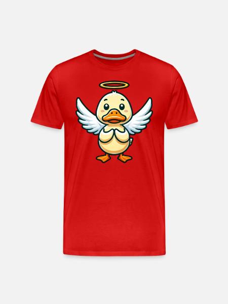 Cute Duck Angel Cartoon Wings Halo - Men's Premium Organic T-Shirt - red