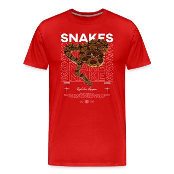 Saumon Boa Snake moderne Streetwear Reptile Keeper - T-shirt bio Premium Homme - rouge - Devant - Damien (186cm)
