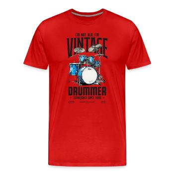 I'm Not Old I'm Vintage Retro 1990 Drummer - Men's Premium Organic T-Shirt - red - Front - Damien (186cm)