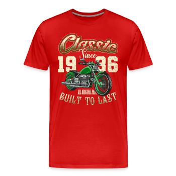 Motorcycle Bikers Motorbike Birthday Born In 1931 - Men's Premium Organic T-Shirt - red - Front - Damien (186cm)