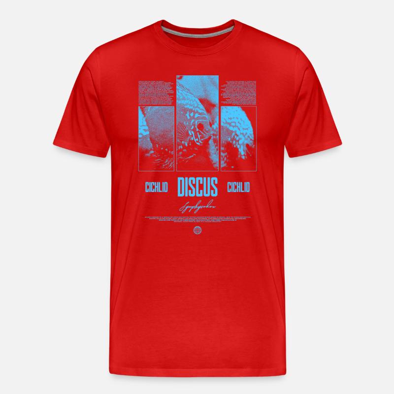 Diskusfisch Buntbarsch Aquarium Fischhalter - Männer Premium Bio T-Shirt - Rot