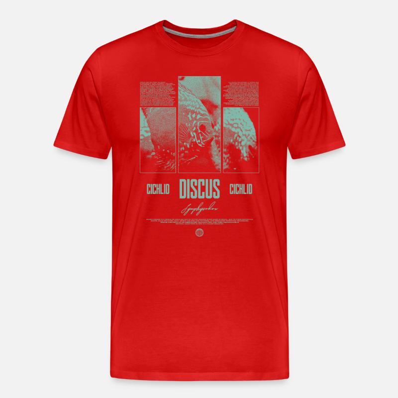 Diskusfisch Buntbarsch Aquarium Fischhalter - Männer Premium Bio T-Shirt - Rot