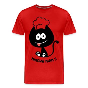 Chat gourmand ! Humour de chat toque cuisinier - T-shirt bio Premium Homme - rouge - Devant - Damien (186cm)