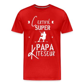 Super papa kitesurfeur - T-shirt bio Premium Homme - rouge - Devant - Damien (186cm)