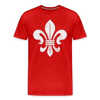 Lys (Fleur-de-Lis) Fleur de lys VINTAGE - T-shirt bio Premium Homme - rouge - Devant - Damien (186cm)