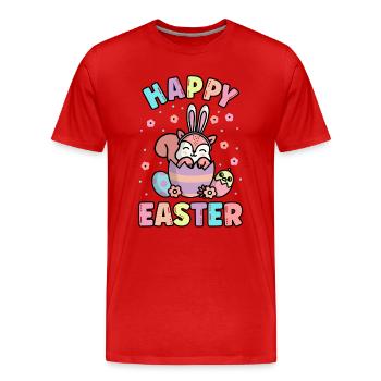 Happy Easter Squirrel With Rabbit Ears Spring - Men's Premium Organic T-Shirt - red - Front - Damien (186cm)