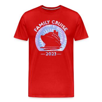 Croisière en famille 2023 Tie Dye Print Voyage en famille - T-shirt bio Premium Homme - rouge - Devant - Damien (186cm)