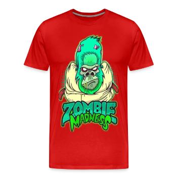 Zombie Gorilla - T-shirt bio Premium Homme - rouge - Devant - Damien (186cm)