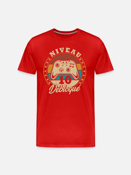 Niveau 10 débloque - T-shirt bio Premium Homme - rouge