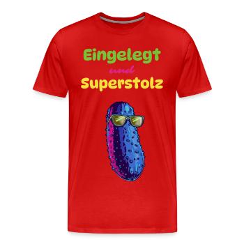 Mariné et super fier - T-shirt bio Premium Homme - rouge - Devant - Damien (186cm)