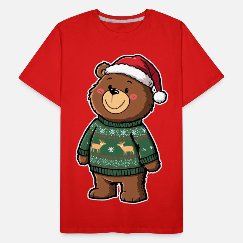 Niedlicher Bär mit Weihnachtspullover Männer Premium Bio T-Shirt