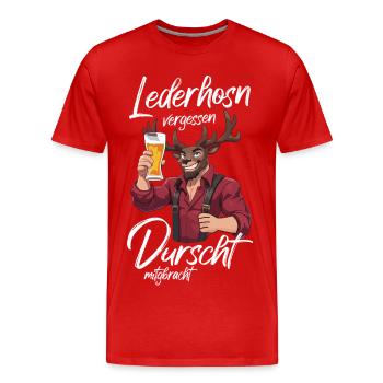 Lederhosen forgotten Bavarian dialect beer tent - Men's Premium Organic T-Shirt - red - Front - Damien (186cm)