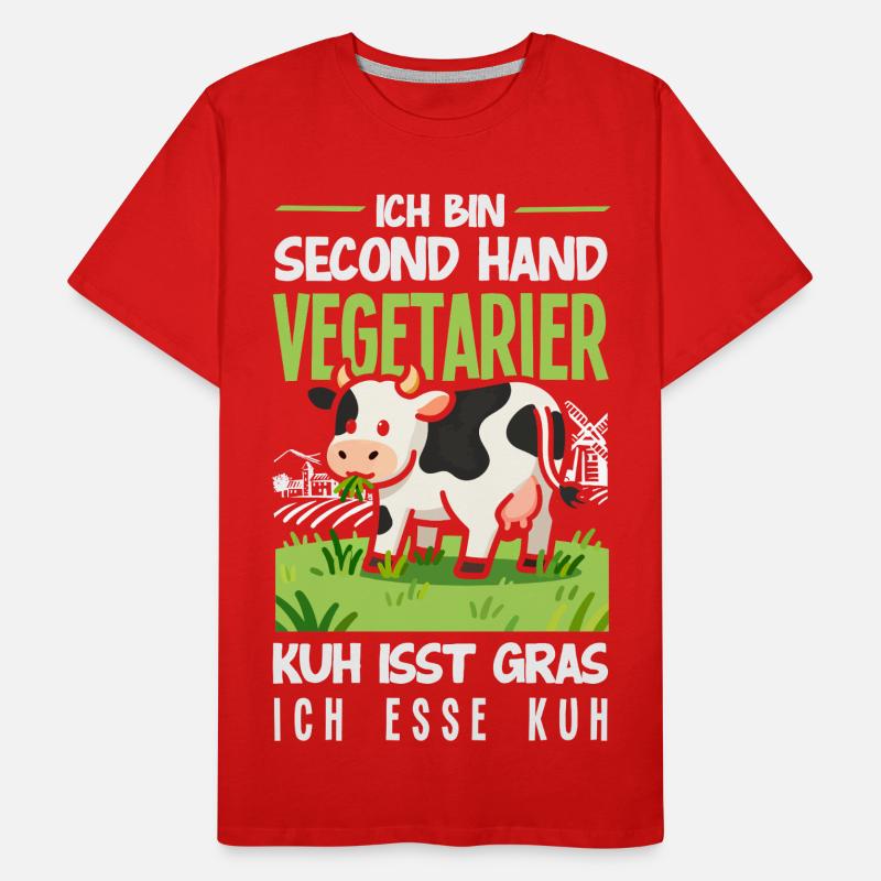 Second Hand Vegetarier Kuh Isst Gras Fleisch Männer Premium Bio T-Shirt