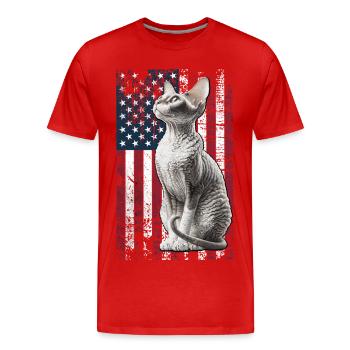 Cornish Rex US Cornish Rex Cat - T-shirt bio Premium Homme - rouge - Devant - Damien (186cm)