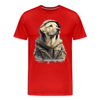 Labrador as a soldier - Men's Premium Organic T-Shirt - red - Front - Damien (186cm)
