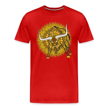 Kaleidoscope Longhorn 2023 12 - Men's Premium Organic T-Shirt - red - Front - Damien (186cm)