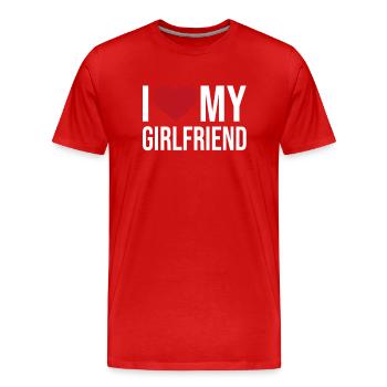 i Love My Girlfriend - Männer Premium Bio T-Shirt - Rot - Vorne - Damien (186cm)