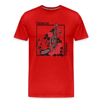 revolver with flowers - T-shirt bio Premium Homme - rouge - Devant - Damien (186cm)