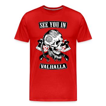 Viking Skull Skull Valhalla - Men's Premium Organic T-Shirt - red - Front - Damien (186cm)