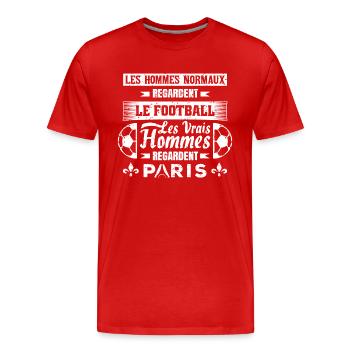 les vrais hommes regardent paris fans club de foot - T-shirt bio Premium Homme - rouge - Devant - Damien (186cm)