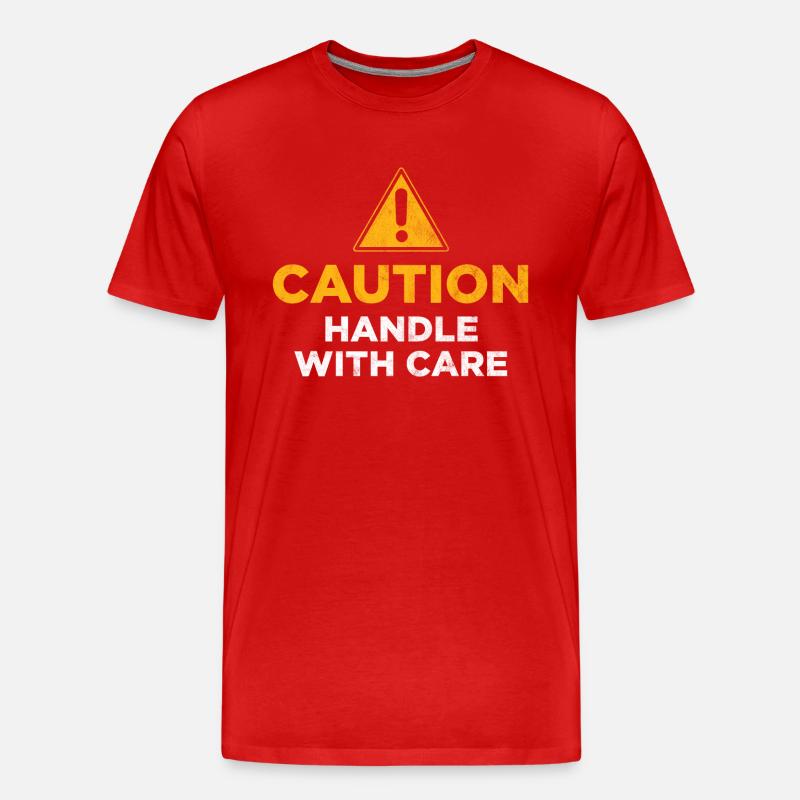 Attention Manipuler avec précaution - T-shirt bio Premium Homme - rouge
