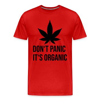 Don't Panic It's organic Hanfblatt - Männer Premium Bio T-Shirt - Rot - Vorne - Damien (186cm)