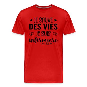 Ich bin ein Lebensretter, ich bin Krankenschwester - Männer Premium Bio T-Shirt - Rot - Vorne - Damien (186cm)