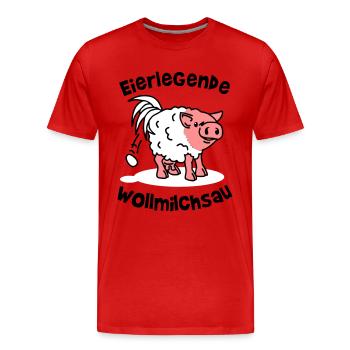 egg-laying wool milk sow - workaholic - work - Men's Premium Organic T-Shirt - red - Front - Damien (186cm)