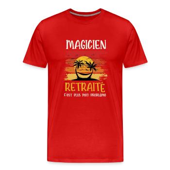 magicien retraité - T-shirt bio Premium Homme - rouge - Devant - Damien (186cm)