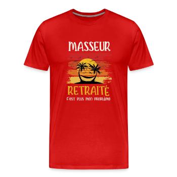 masseur retraité - T-shirt bio Premium Homme - rouge - Devant - Damien (186cm)