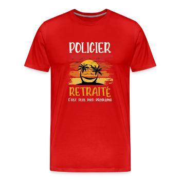 policier retraité - T-shirt bio Premium Homme - rouge - Devant - Damien (186cm)
