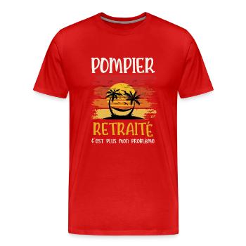 pompier retraité - T-shirt bio Premium Homme - rouge - Devant - Damien (186cm)