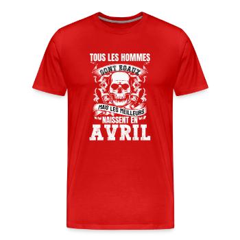 les meilleurs naissent en avril - T-shirt bio Premium Homme - rouge - Devant - Damien (186cm)