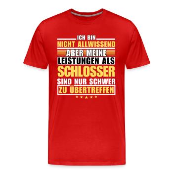 Unübertroffene Leistung als Schlosser - Männer Premium Bio T-Shirt - Rot - Vorne - Damien (186cm)