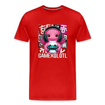 Gamexolotl - For gamers and axolotl fans! - Men's Premium Organic T-Shirt - red - Front - Damien (186cm)