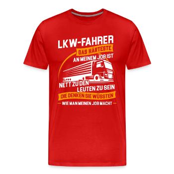Trucker LKW-Fahrer Fernfahrer LKW Brummi Truck - Männer Premium Bio T-Shirt - Rot - Vorne - Damien (186cm)
