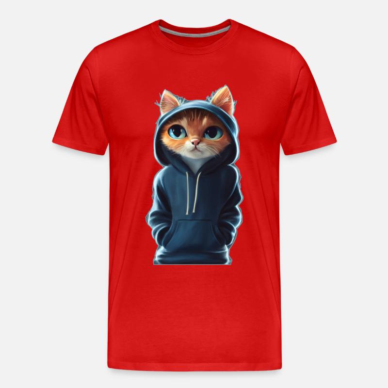 Chat Bucky avec pull - T-shirt bio Premium Homme - rouge