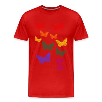 Regenbogen Rainbow LGBTQ CSD - Männer Premium Bio T-Shirt - Rot - Vorne - Damien (186cm)
