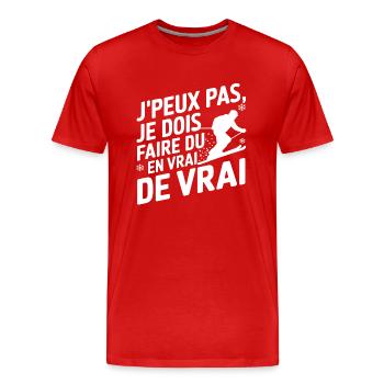 Ich muss Ski fahren - Männer Premium Bio T-Shirt - Rot - Vorne - Damien (186cm)