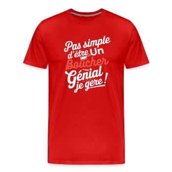 Metzger auch genial - Männer Premium Bio T-Shirt - Rot - Vorne - Damien (186cm)