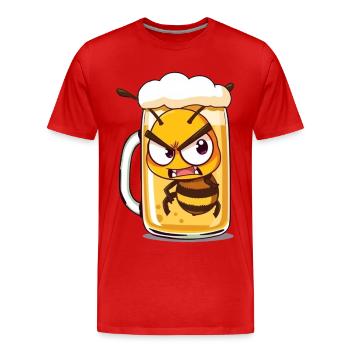 Bee in a beer glass - Men's Premium Organic T-Shirt - red - Front - Damien (186cm)