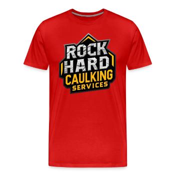 Drôle Adulte Humour Rock Hard Calfeutrage Services - T-shirt bio Premium Homme - rouge - Devant - Damien (186cm)