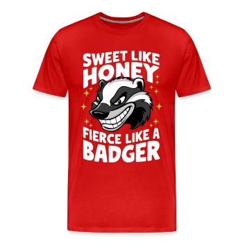 Blaireau Miel Blaireau Animal - T-shirt bio Premium Homme - rouge - Devant - Damien (186cm)